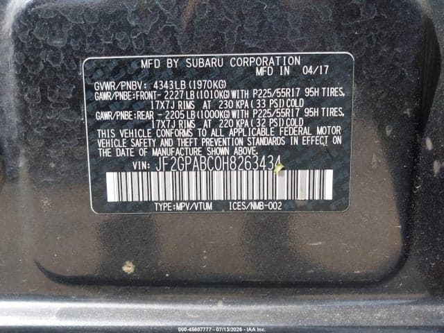 2017 SUBARU CROSSTREK 2.0I PREMIUM 9