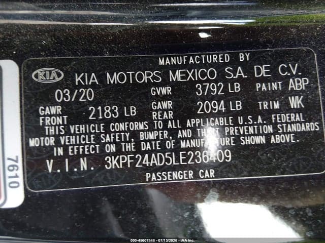 2020 KIA FORTE LXS 9