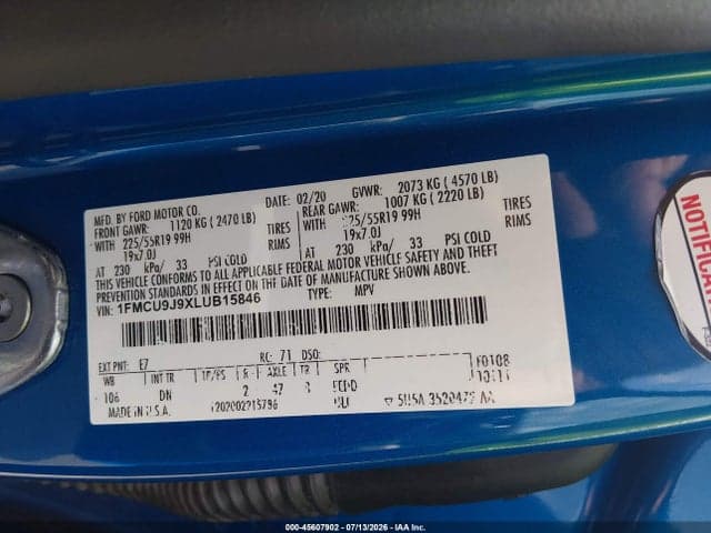 2020 FORD ESCAPE TITANIUM 9