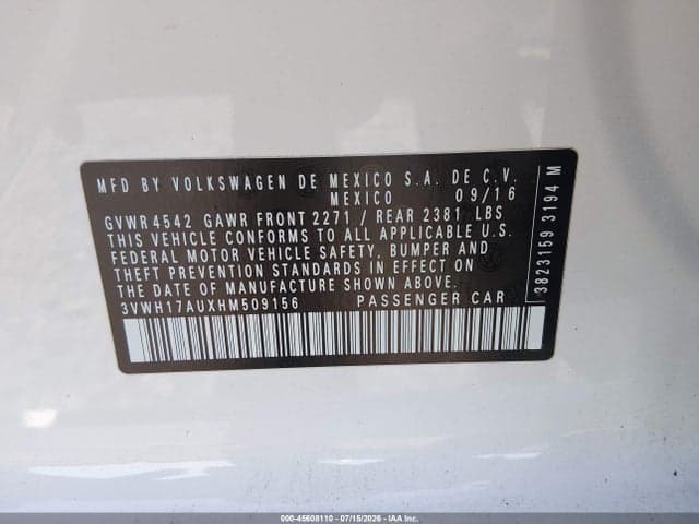 2017 VOLKSWAGEN GOLF ALLTRACK TSI S/TSI SE/TSI SEL 9
