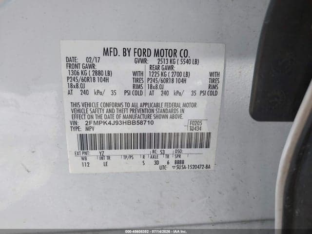 2017 FORD EDGE SEL 9
