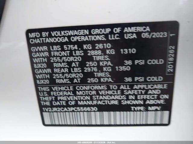 2023 VOLKSWAGEN ATLAS 3.6L V6 SE W/TECHNOLOGY 9