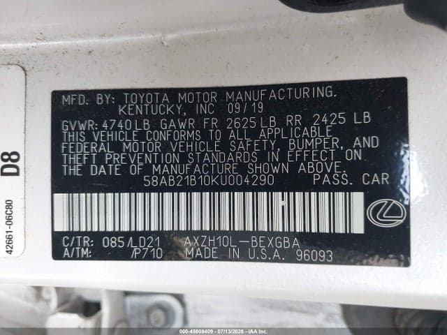 2019 LEXUS ES 300H 10