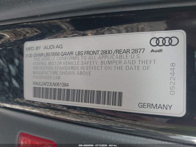 2020 AUDI A6 PREMIUM PLUS 55 TFSI QUATTRO S TRONIC 9