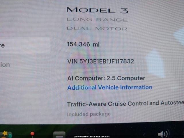 2018 TESLA MODEL 3 LONG RANGE/PERFORMANCE 15