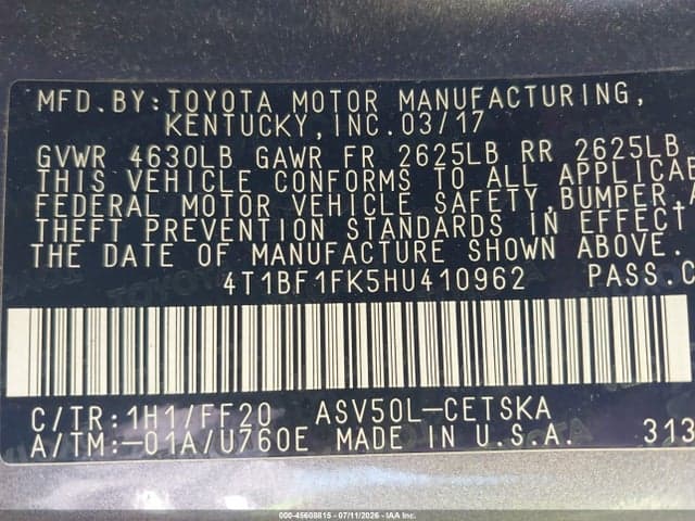 2017 TOYOTA CAMRY SE 9