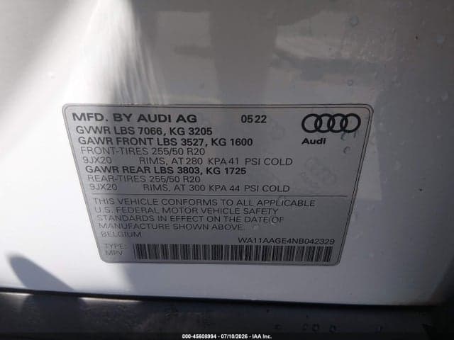 2022 AUDI E-TRON SPORTBACK PREMIUM S LINE QUATTRO 9