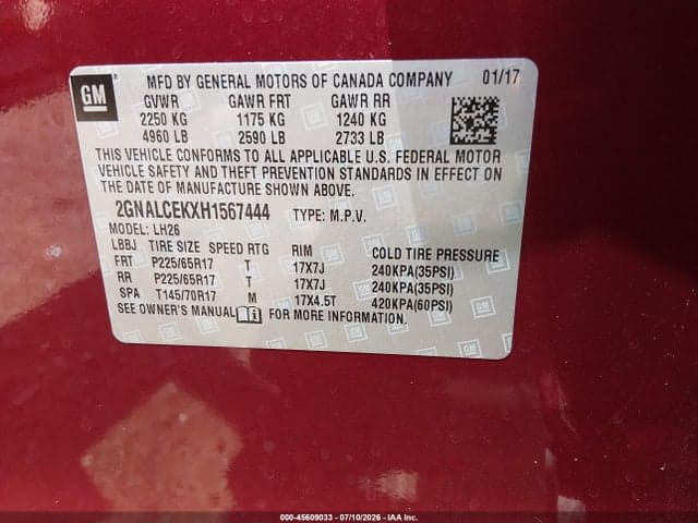 2017 CHEVROLET EQUINOX LT 9