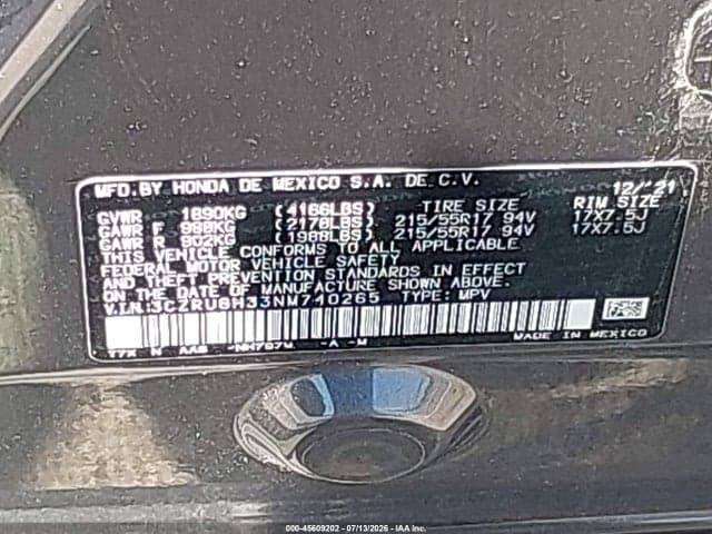 2022 HONDA HR-V AWD LX 9