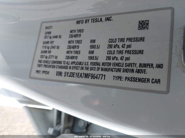 2021 TESLA MODEL 3 STANDARD RANGE PLUS REAR-WHEEL DRIVE 9