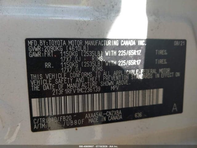 2021 TOYOTA RAV4 LE 9