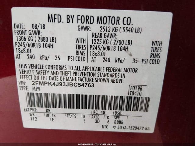 2018 FORD EDGE SEL 9