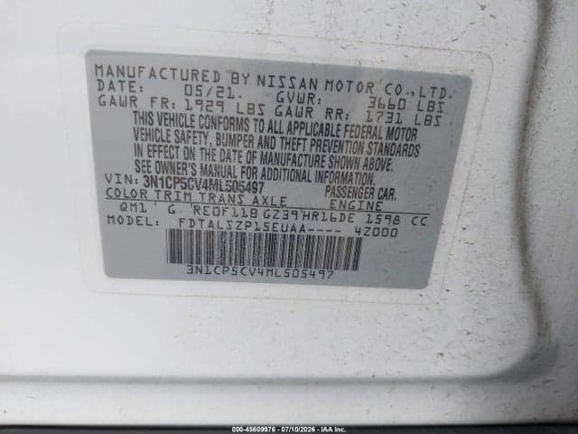 2021 NISSAN KICKS SV XTRONIC CVT 10