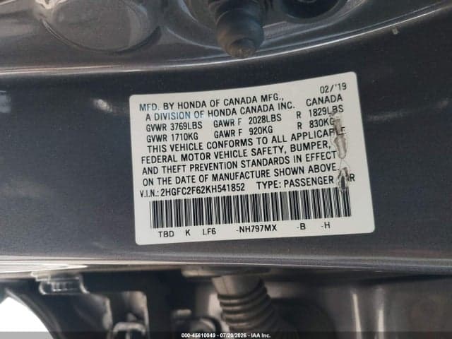 2019 HONDA CIVIC LX 9
