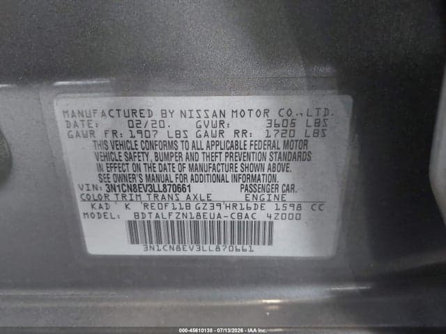 2020 NISSAN VERSA SV XTRONIC CVT 9