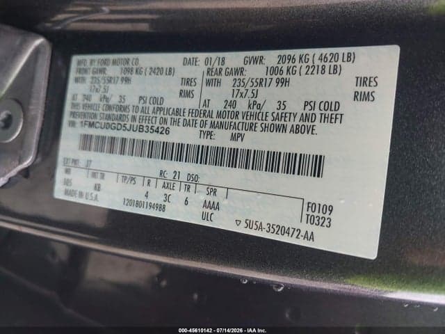 2018 FORD ESCAPE SE 9