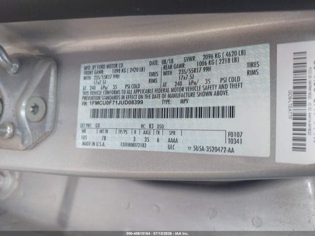 2018 FORD ESCAPE S 9