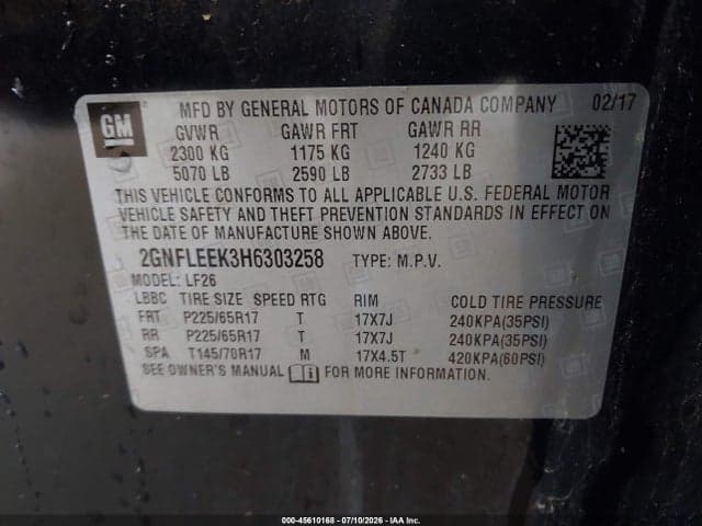 2017 CHEVROLET EQUINOX LS 9