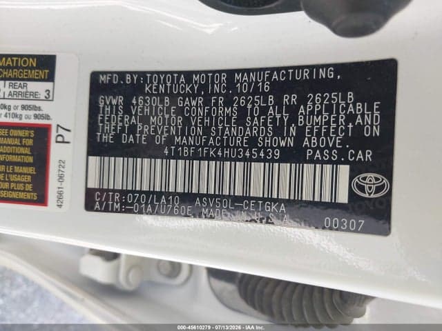 2017 TOYOTA CAMRY XLE 9