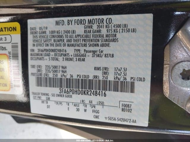 2019 FORD FUSION SE 9
