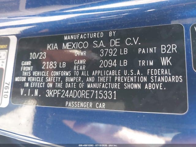 2024 KIA FORTE LXS 9