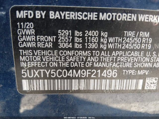 2021 BMW X3 XDRIVE30I 9