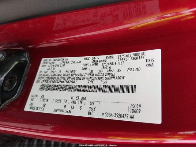 2017 FORD F-150 LARIAT 9