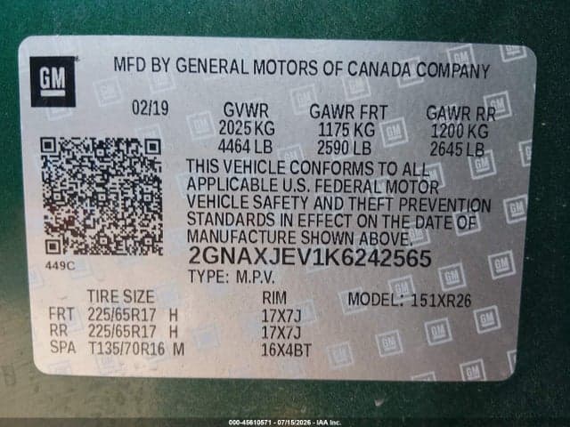 2019 CHEVROLET EQUINOX LT 9