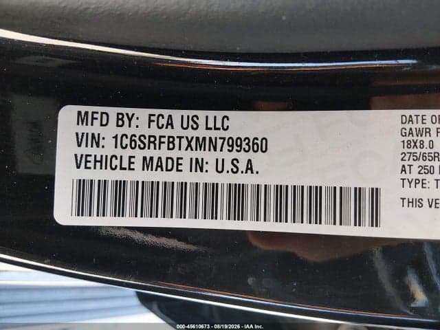 2021 RAM 1500 BIG HORN 4X4 6'4 BOX 9