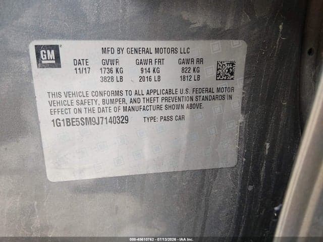 2018 CHEVROLET CRUZE LT AUTO 9