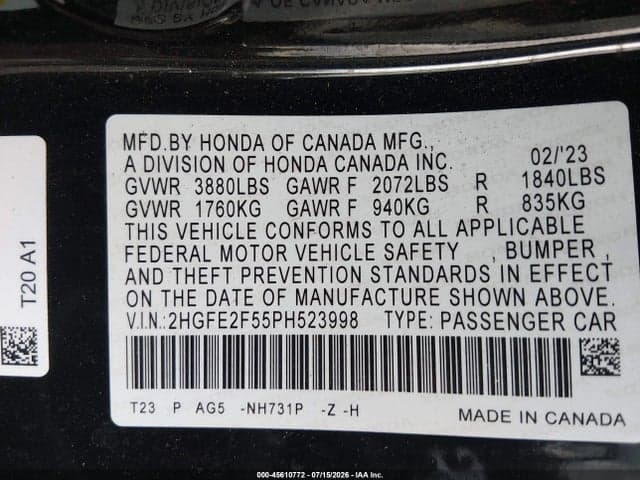 2023 HONDA CIVIC SPORT 9