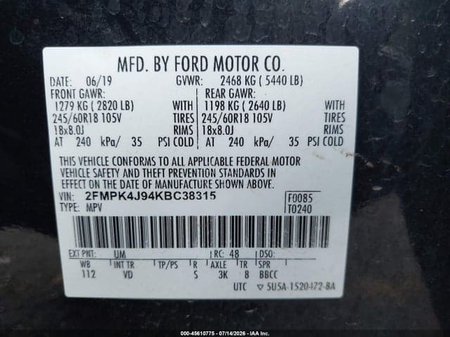 2019 FORD EDGE SEL 9