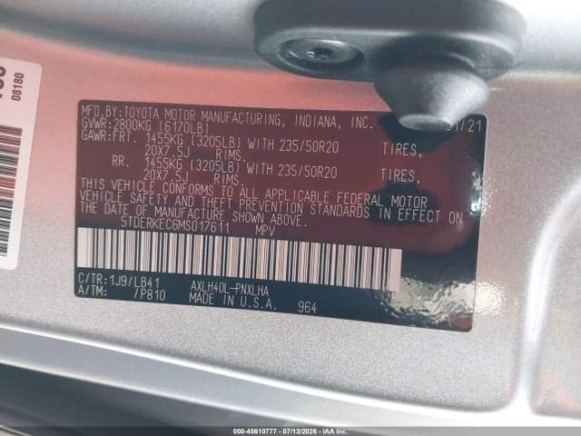 2021 TOYOTA SIENNA PLATINUM 9