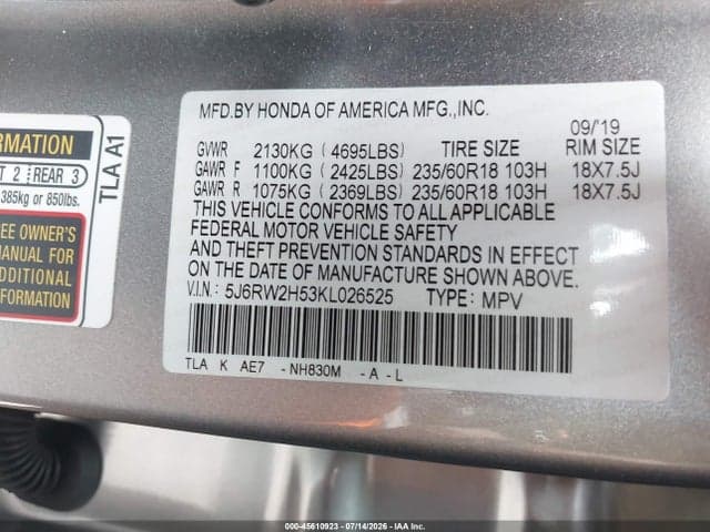 2019 HONDA CR-V EX 9