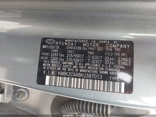 2019 HYUNDAI KONA SEL 9