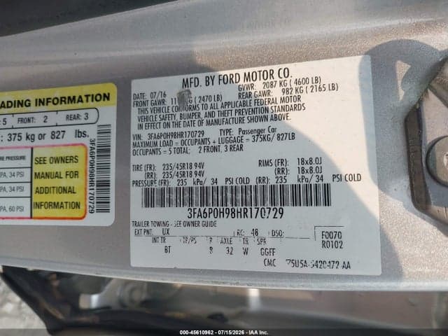 2017 FORD FUSION SE 9