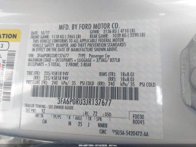 2018 FORD FUSION HYBRID TITANIUM 9