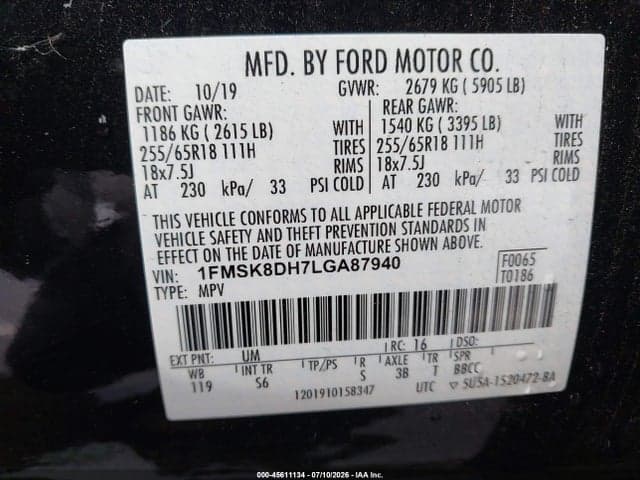 2020 FORD EXPLORER XLT 9
