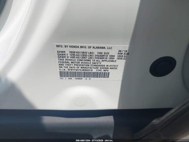 2018 HONDA PILOT EX-L 9