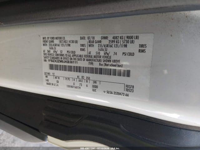 2018 FORD TRANSIT-350 XL 9