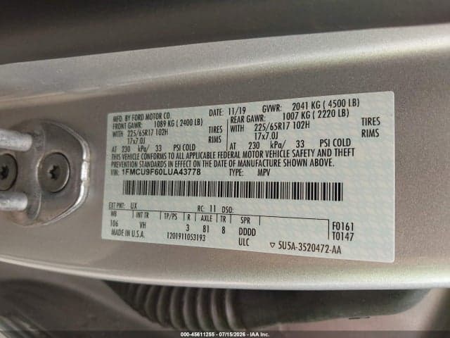 2020 FORD ESCAPE S 9