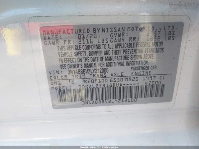2020 NISSAN SENTRA S XTRONIC CVT 9