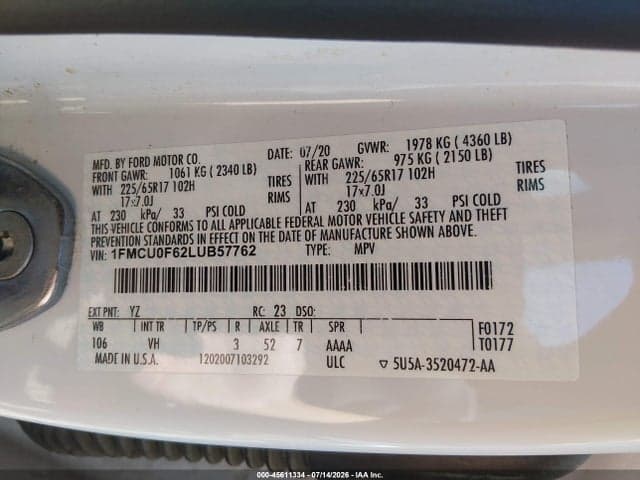 2020 FORD ESCAPE S 9
