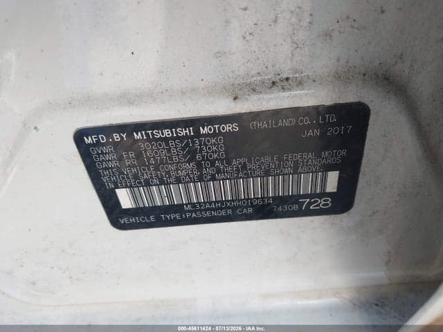 2017 MITSUBISHI MIRAGE SE 9