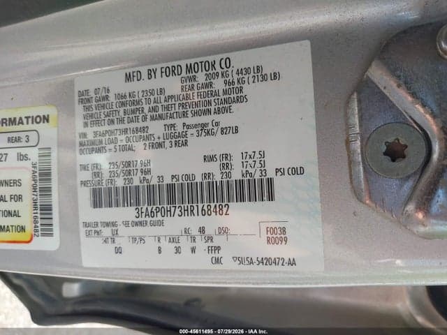 2017 FORD FUSION SE 9