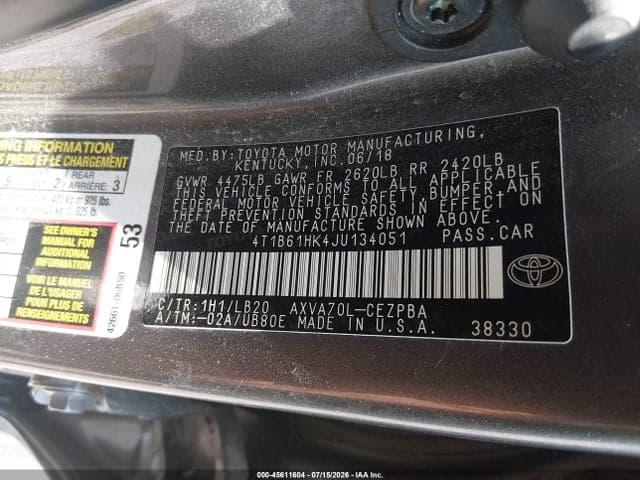 2018 TOYOTA CAMRY XSE 9