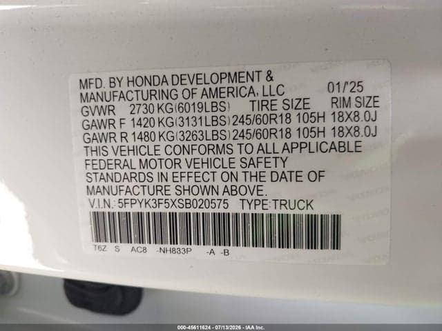 2025 HONDA RIDGELINE RTL 9
