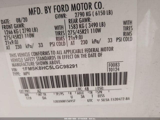2020 FORD EXPLORER PLATINUM 9