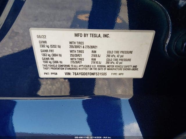 2022 TESLA MODEL Y PERFORMANCE DUAL MOTOR ALL-WHEEL DRIVE 9