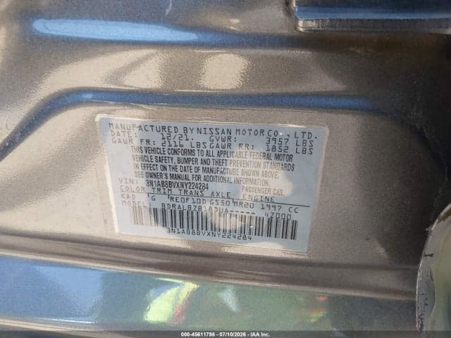 2022 NISSAN SENTRA S XTRONIC CVT 9